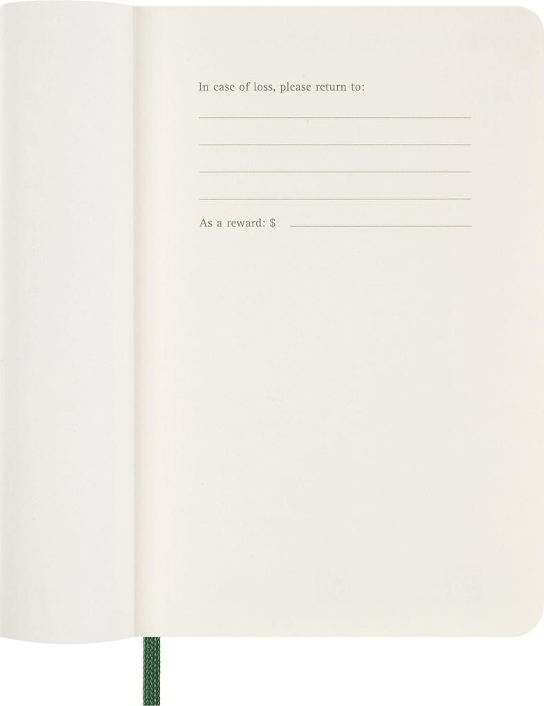 Weitere Ansicht: Moleskine 12 Monate Wochen Notizkalender 2027, Pocket/A6, 1 Wo = 1 Seite, rechts linierte Seite, Weicher Einband, Myrtengrün