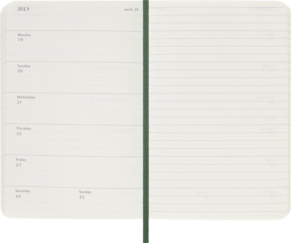 Weitere Ansicht: Moleskine 12 Monate Wochen Notizkalender 2027, Pocket/A6, 1 Wo = 1 Seite, rechts linierte Seite, Weicher Einband, Myrtengrün