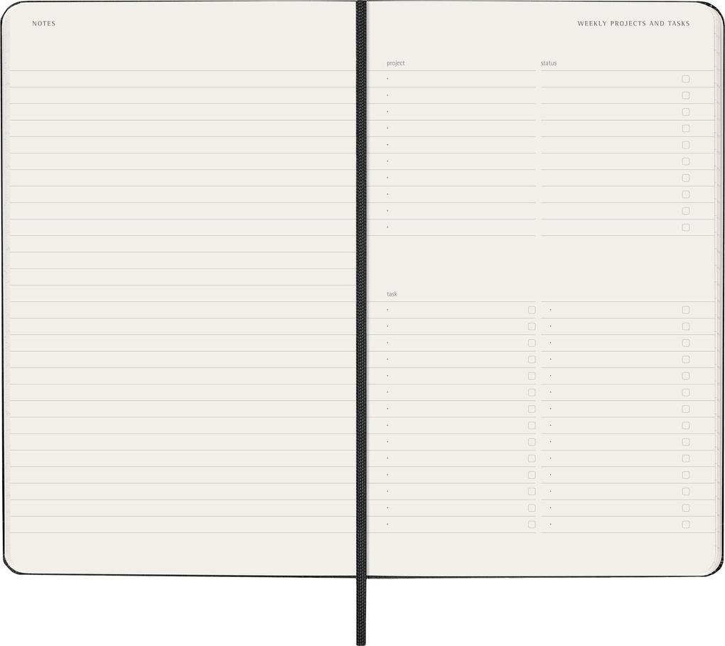 Weitere Ansicht: Moleskine 12 Monate Pro Wochen Notizkalender 2027, Pro Large/A5, 1 Wo = 2 Seiten, vertikal, Spalten für Notizen, fester Einband, Schwarz