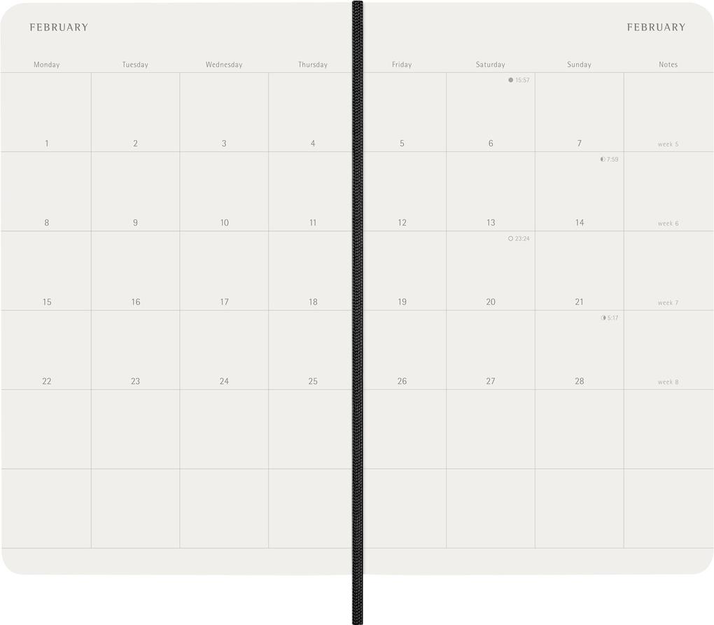 Weitere Ansicht: Moleskine 12 Monate Monatsnotizkalender 2027, L/A5, 1 Mo = 2 Seiten, Linierte Seiten, Weicher Einband, Schwarz
