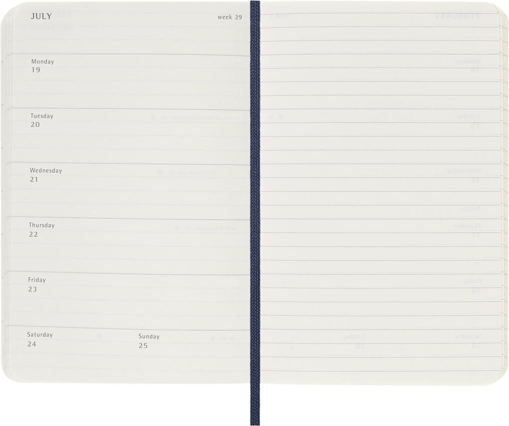 Weitere Ansicht: Moleskine 12 Monate Wochen Notizkalender 2027, Pocket/A6, 1 Wo = 1 Seite, rechts linierte Seite, Weicher Einband, Saphir