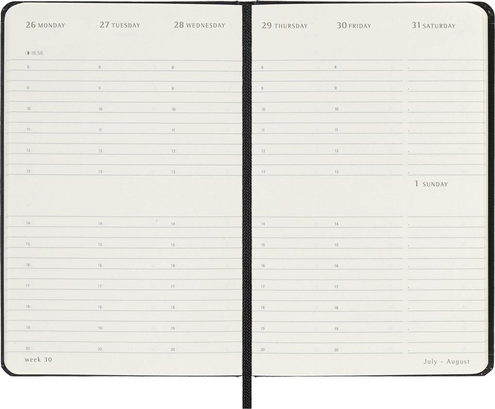 Weitere Ansicht: Moleskine 12 Monate Wochenkalender 2027, Pocket/A6, 1 Wo = 2 Seiten, vertikal, fester Einband, Schwarz