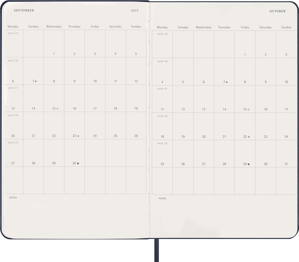 Weitere Ansicht: Moleskine 12 Monate Tageskalender 2027, Large/A5, 1 Tag = 1 Seite, Fester Einband, Saphir