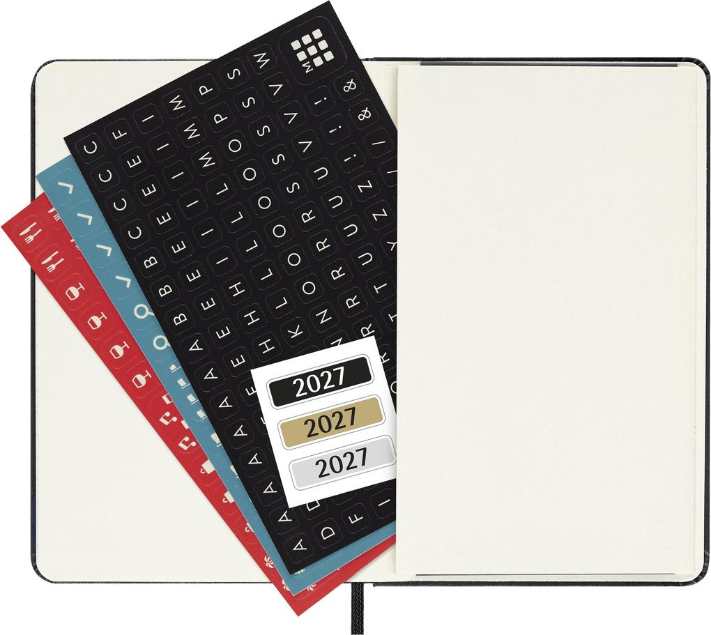 Weitere Ansicht: Moleskine 12 Monate Wochen Notizkaledner 2027, Pocket/A6, 1 Wo = 1 Seite, rechts linierte Seite, fester Einband, Schwarz