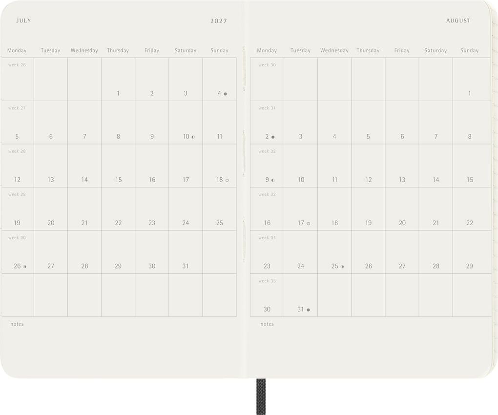 Weitere Ansicht: Moleskine 12 Monate Wochen Notizkalender 2027, Pocket/A6, 1 Wo = 1 Seite, rechts linierte Seite, Weicher Einband, Schwarz