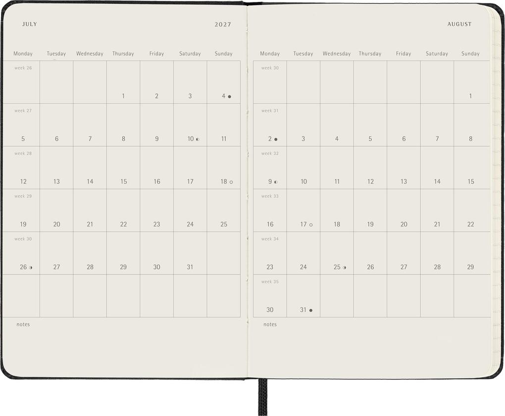 Weitere Ansicht: Moleskine 12 Monate Tageskalender 2027, Pocket/A6, 1 Tag = 1 Seite, fester Einband, Schwarz