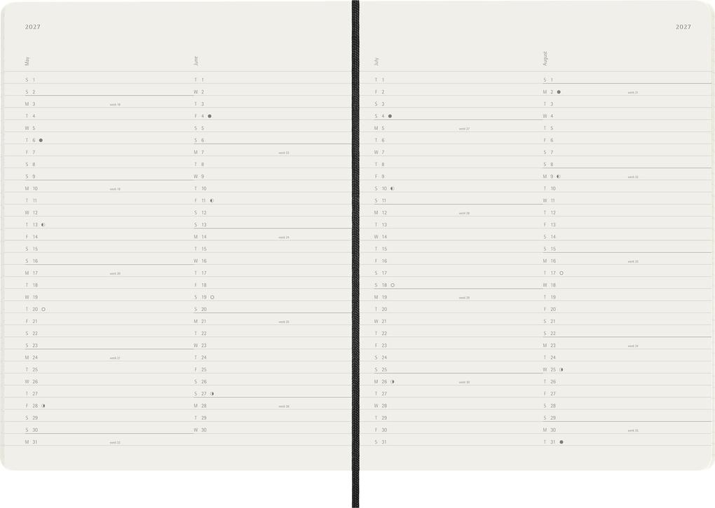 Weitere Ansicht: Moleskine 12 Monate Monatsnotizkalender 2027, XL, 1 Mo = 2 Seiten, Linierte Seiten, Weicher Einband, Schwarz