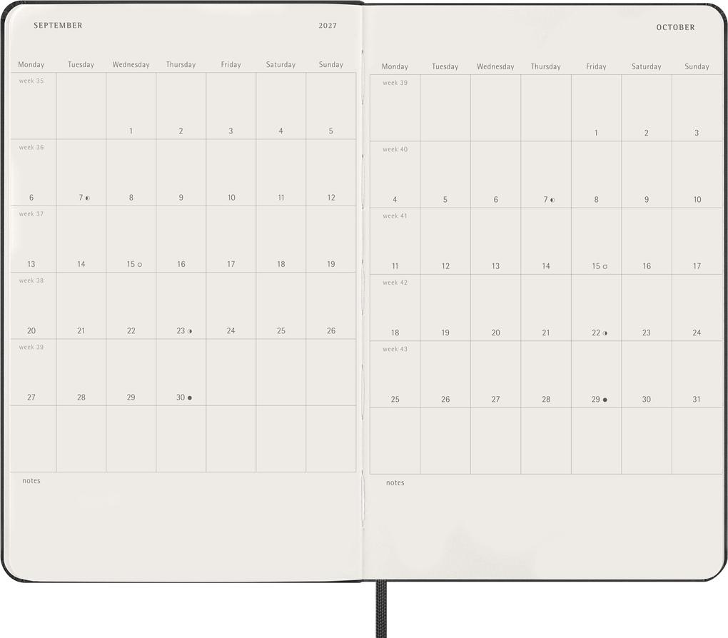 Weitere Ansicht: Moleskine 12 Monate Tageskalender 2027, Large/A5, 1 Tag = 1 Seite, fester Einband, Schwarz
