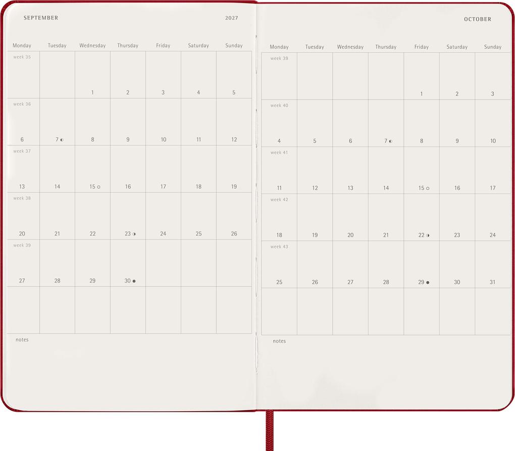 Weitere Ansicht: Moleskine 12 Monate Tageskalender 2027, Large/A5, 1 Tag = 1 Seite, Fester Einband, Scharlachrot