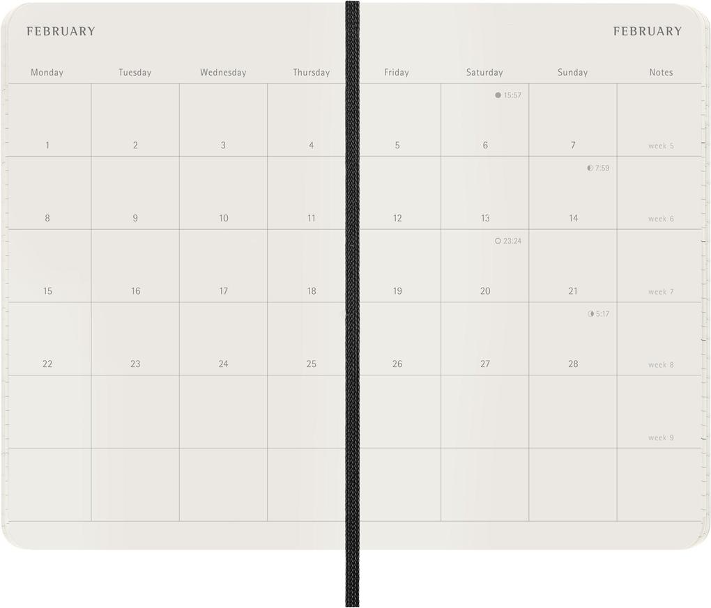 Weitere Ansicht: Moleskine 12 Monate Monatsnotizkalender 2027, P/A6, 1 Mo = 2 Seiten, Linierte Seiten Weicher Einband, Schwarz