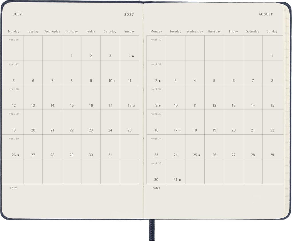Weitere Ansicht: Moleskine 12 Monate Tageskalender 2027, Pocket/A6, 1 Tag = 1 Seite, Fester Einband, Saphir