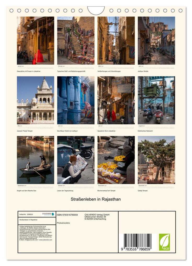 Weitere Ansicht: Straßenleben in Rajasthan (Wandkalender 2027 DIN A4 hoch), CALVENDO Monatskalender | Photostravellers Photostravellers, Calvendo