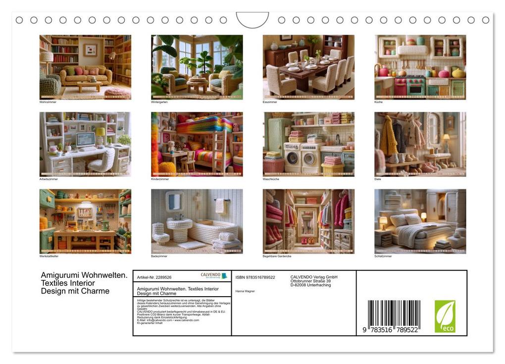 Weitere Ansicht: Amigurumi Wohnwelten. Textiles Interior Design mit Charme (Wandkalender 2027 DIN A4 quer), CALVENDO Monatskalender | Hanna Wagner, Calvendo