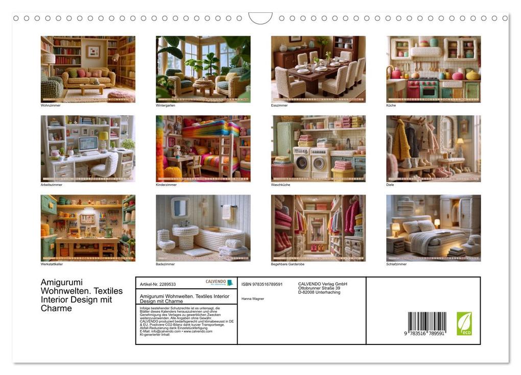 Weitere Ansicht: Amigurumi Wohnwelten. Textiles Interior Design mit Charme (Wandkalender 2027 DIN A3 quer), CALVENDO Monatskalender | Hanna Wagner, Calvendo
