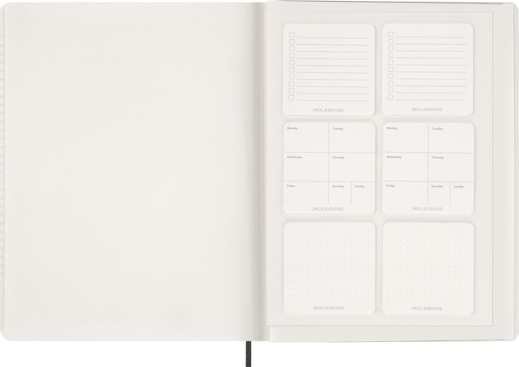 Weitere Ansicht: Moleskine 15 Monate Essential WochenKalender 2026/2027, 1 Wo = 2 Seiten, vertikal, XXL, weicher Einband, Myrtengrün