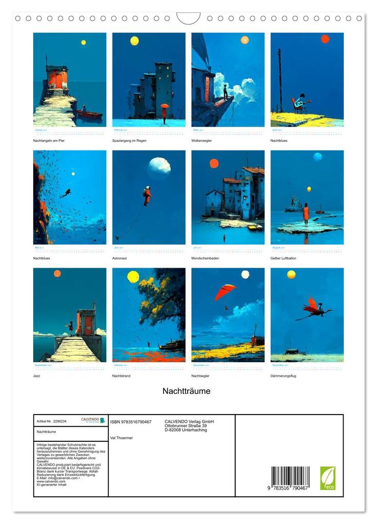 Weitere Ansicht: Nachtträume (Wandkalender 2027 DIN A3 hoch), CALVENDO Monatskalender | Val Thoermer, Calvendo