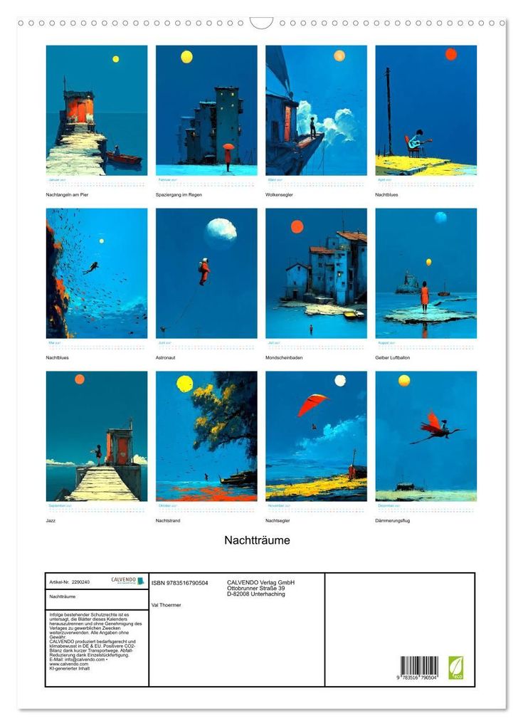 Weitere Ansicht: Nachtträume (Wandkalender 2027 DIN A2 hoch), CALVENDO Monatskalender | Val Thoermer, Calvendo