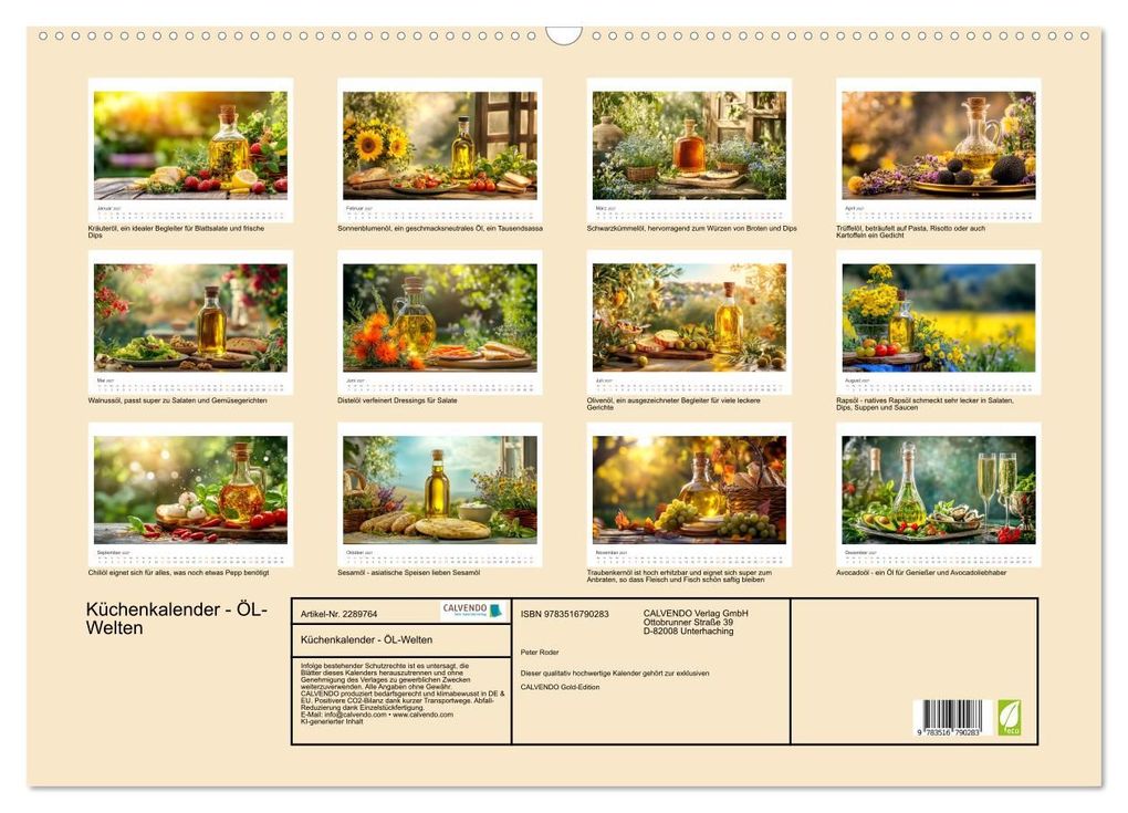 Weitere Ansicht: Küchenkalender - ÖL-Welten (Wandkalender 2027 DIN A2 quer), CALVENDO Monatskalender | Peter Roder, Calvendo