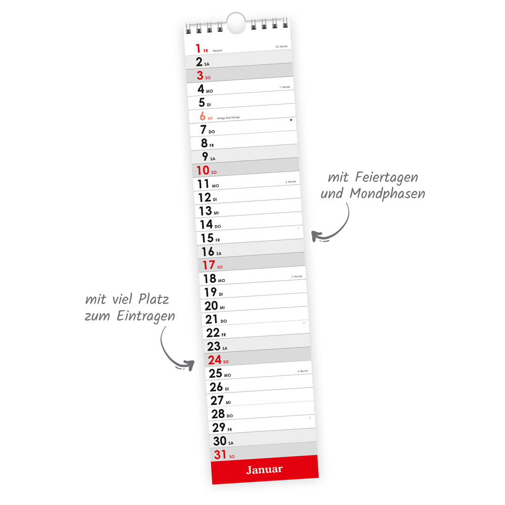 Weitere Ansicht: TRÖTSCH - Streifenkalender Maxi Rot 2027