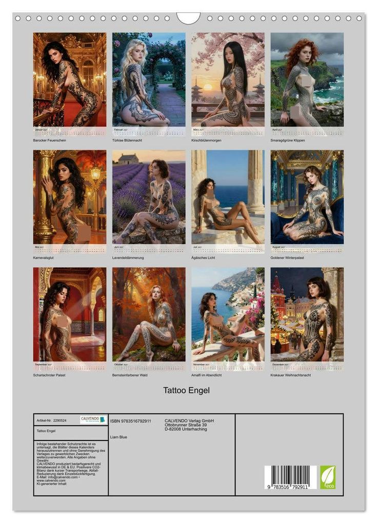 Weitere Ansicht: Tattoo Engel (Wandkalender 2027 DIN A3 hoch), CALVENDO Monatskalender | Liam Blue, Calvendo