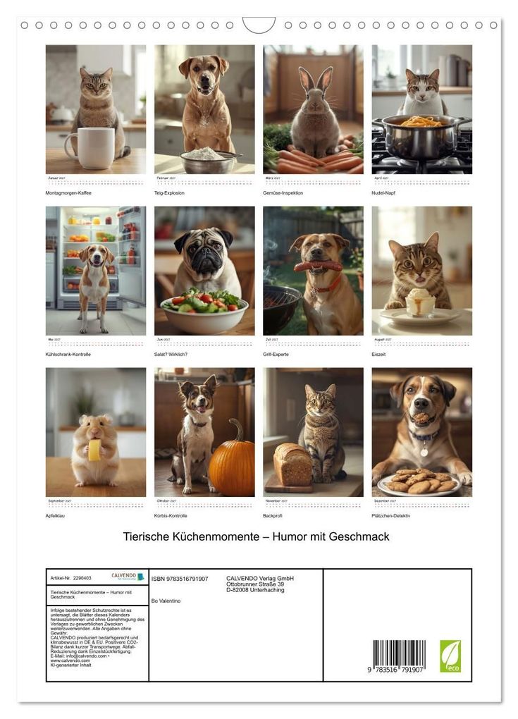 Weitere Ansicht: Tierische Küchenmomente - Humor mit Geschmack (Wandkalender 2027 DIN A3 hoch), CALVENDO Monatskalender | Bo Valentino, Calvendo