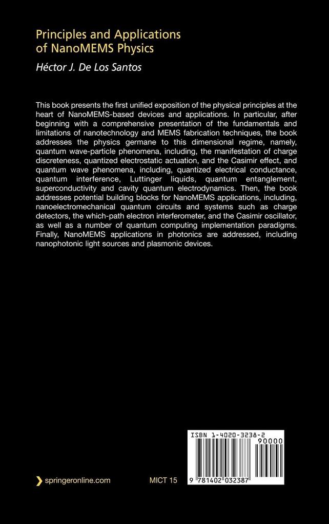 Weitere Ansicht: Principles and Applications of NanoMEMS Physics | Hector Santos, Héctor J. De Los Santos