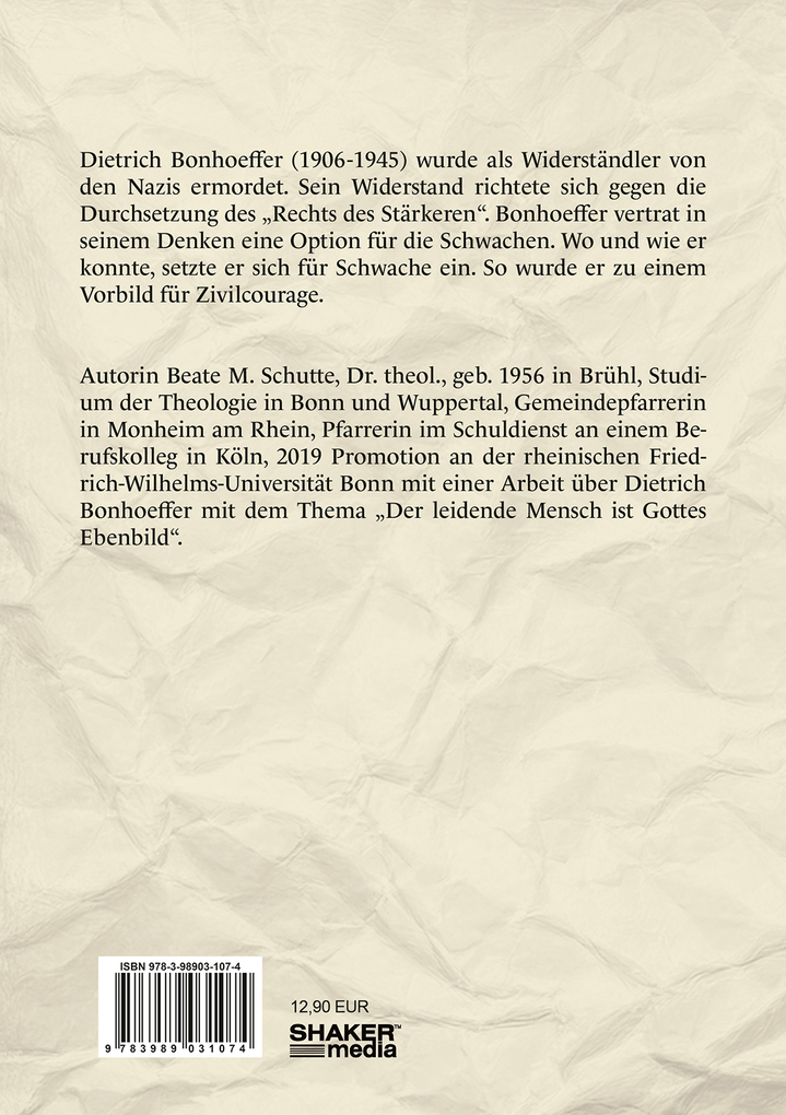 Weitere Ansicht: Dietrich Bonhoeffer | Beate M. Schutte