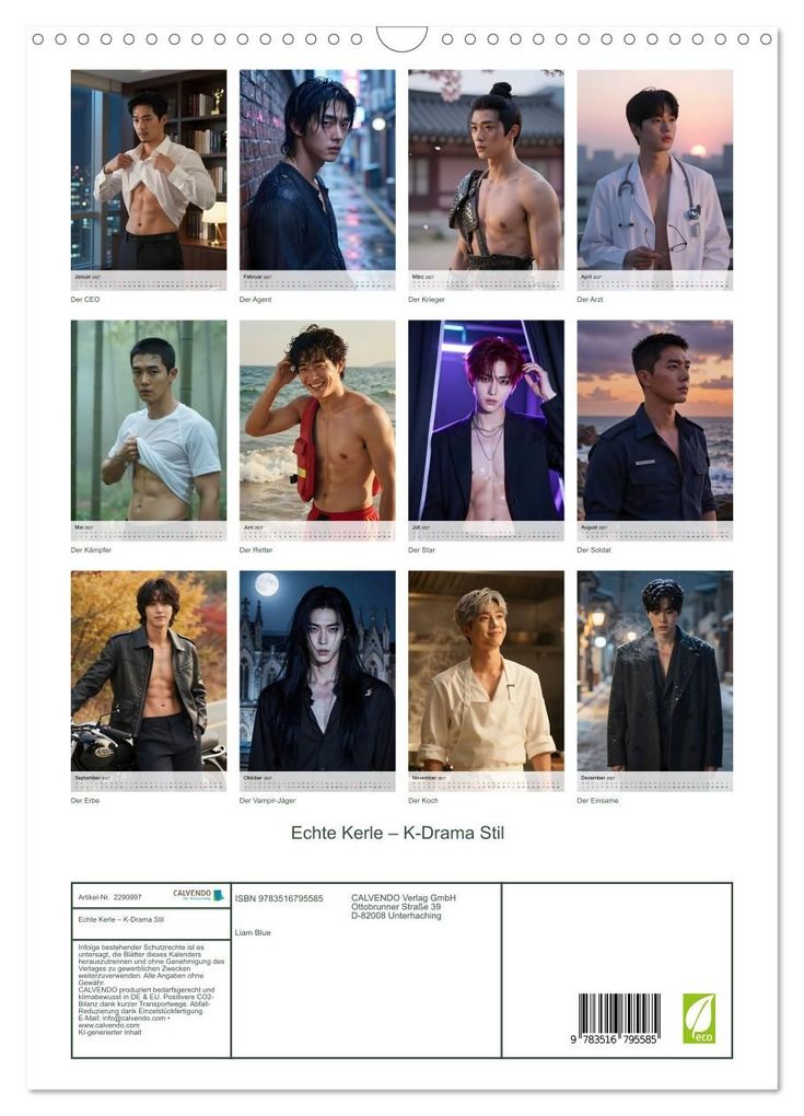 Weitere Ansicht: Echte Kerle - K-Drama Stil (Wandkalender 2027 DIN A3 hoch), CALVENDO Monatskalender | Liam Blue, Calvendo