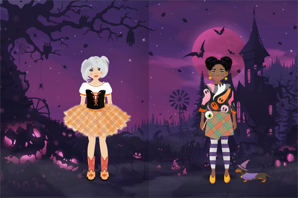 Weitere Ansicht: Sticker-Anziehpuppen - Gruselparty