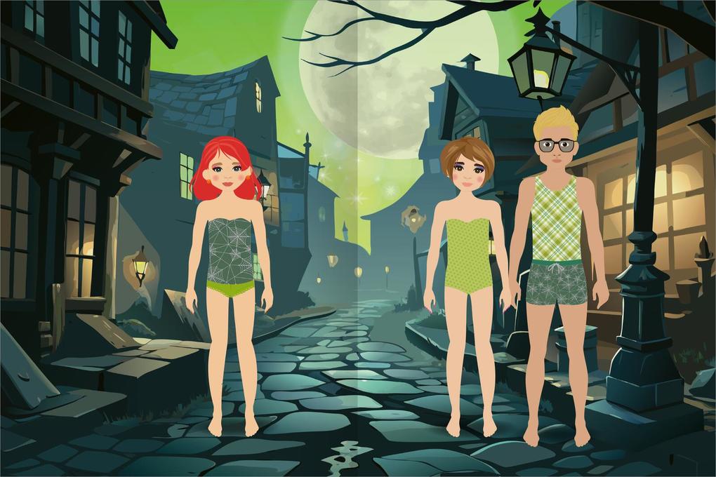 Weitere Ansicht: Sticker-Anziehpuppen - Gruselparty