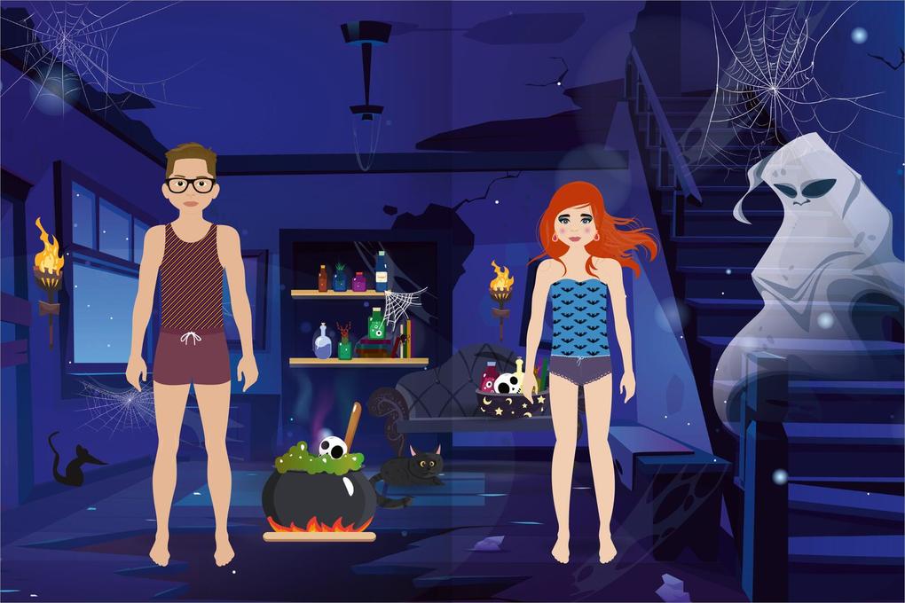 Weitere Ansicht: Sticker-Anziehpuppen - Gruselparty