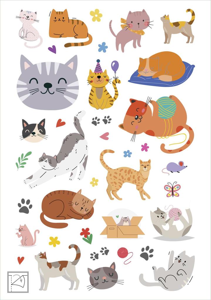 Weitere Ansicht: Glanz-Sticker - Katzen