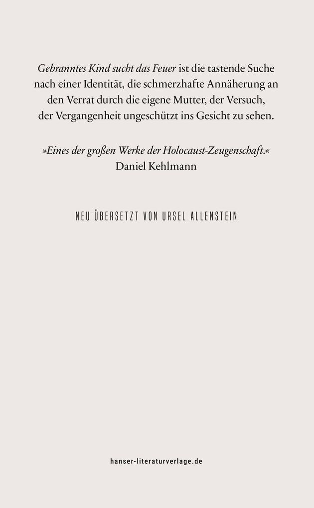 Weitere Ansicht: Gebranntes Kind sucht das Feuer | Cordelia Edvardson