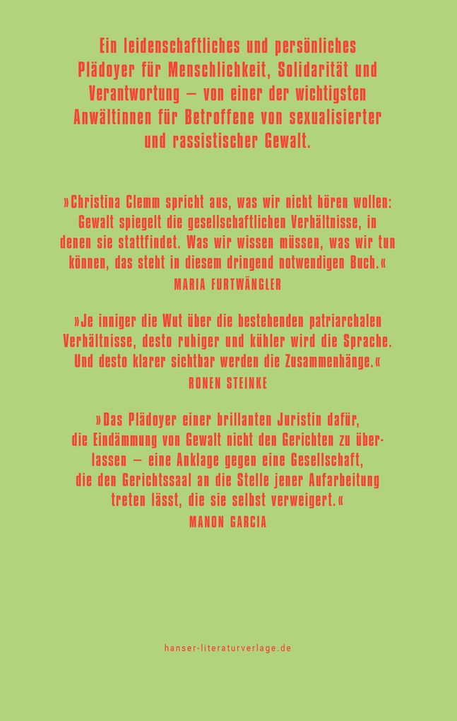 Weitere Ansicht: Ein ungehaltenes Plädoyer | Christina Clemm