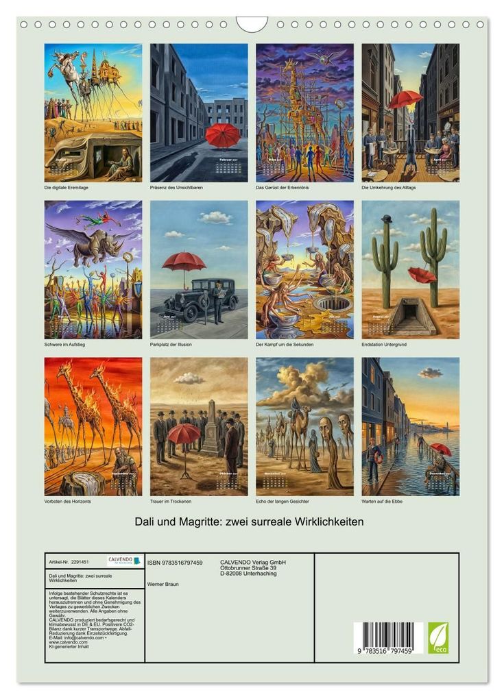 Weitere Ansicht: Dali und Magritte: zwei surreale Wirklichkeiten (Wandkalender 2027 DIN A3 hoch), CALVENDO Monatskalender | Werner Braun, Calvendo