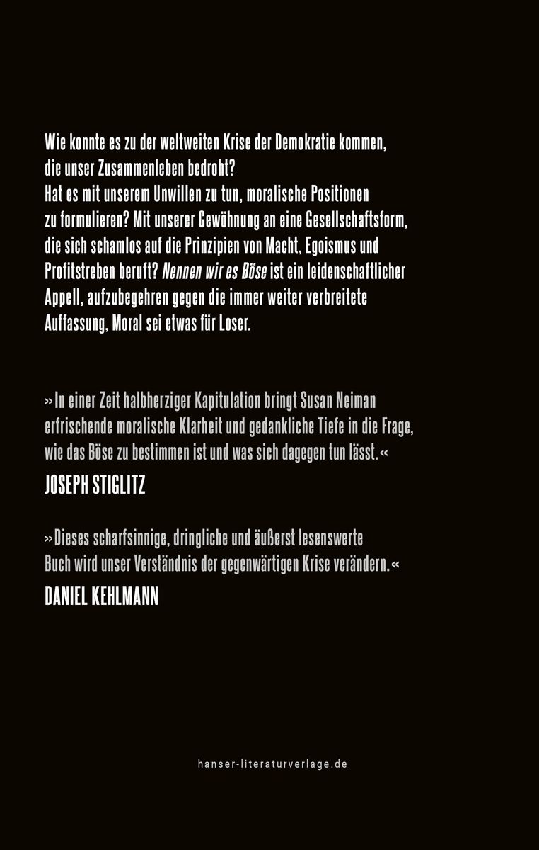 Weitere Ansicht: Nennen wir es böse | Susan Neiman