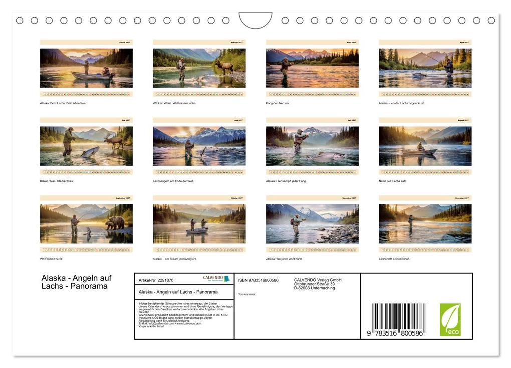 Weitere Ansicht: Alaska - Angeln auf Lachs - Panorama (Wandkalender 2027 DIN A4 quer), CALVENDO Monatskalender | Torsten Irmer, Calvendo
