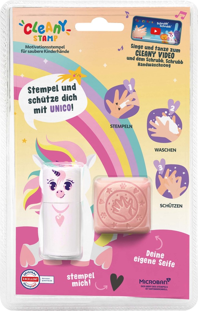 Produktbild: COLOP little NIO Cleany Stamp Einhorn, Handwasch-Stempel + Seife