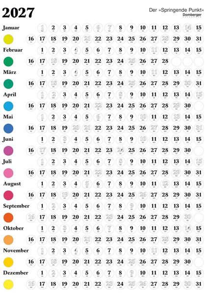 Produktbild: Der Springende Punkt weiß 2027 | Neumann Verlage GmbH & Co. KG, Michael Domberger Calendars