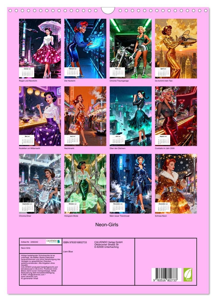 Weitere Ansicht: Neon-Girls (Wandkalender 2027 DIN A3 hoch), CALVENDO Monatskalender | Calvendo, Liam Blue
