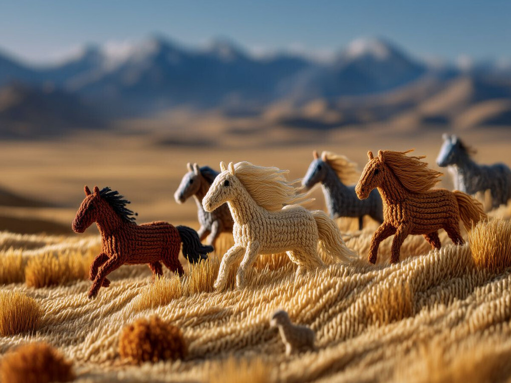 Weitere Ansicht: CALVENDO Puzzle Eurasische Steppe mit Wildpferden aus Wolle | 1000 Teile Lege-Größe 64x48cm Foto-Puzzle für glückliche Stunden | Calvendo