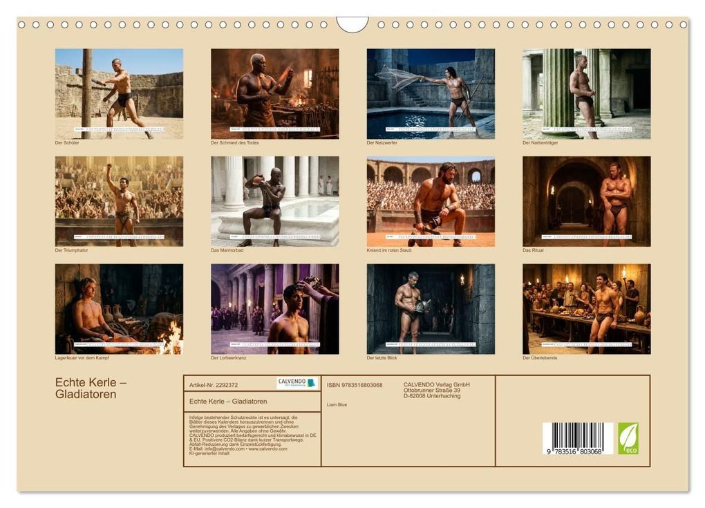 Weitere Ansicht: Echte Kerle - Gladiatoren (Wandkalender 2027 DIN A3 quer), CALVENDO Monatskalender | Liam Blue, Calvendo
