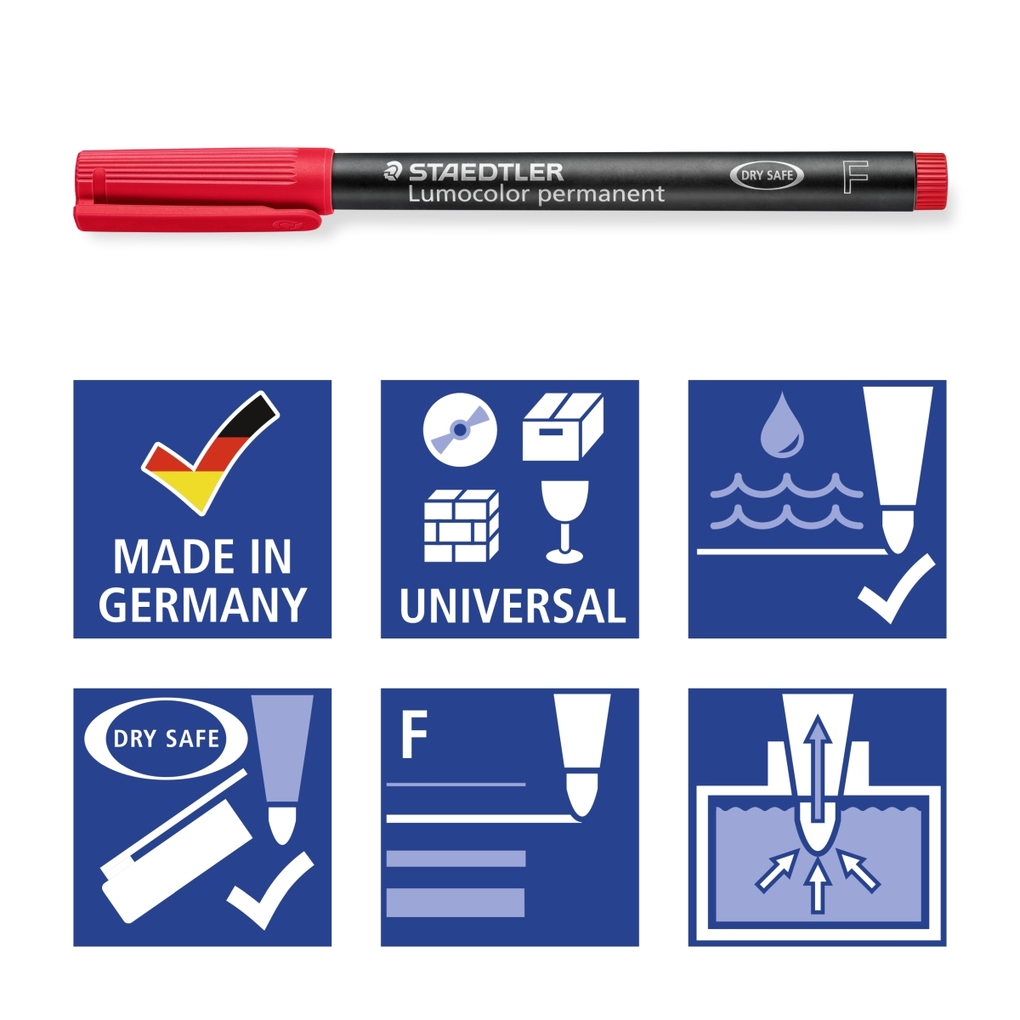 Weitere Ansicht: STAEDTLER Folienstifte Lumocolor F permanent, 6er Set
