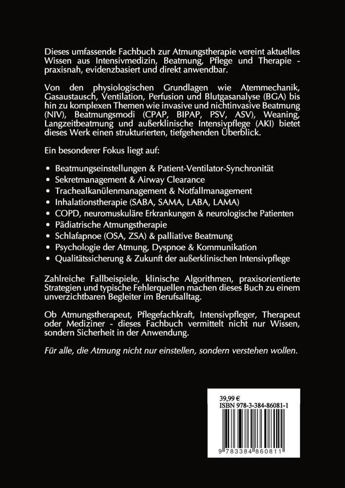 Weitere Ansicht: Atmungstherapie in der modernen Intensiv- und Beatmungsmedizin Fachbuch zu Beatmung, Intensivmedizin, NIV, Weaning, Atmungstherapie und Pädiatrie | Marvin Kuberski