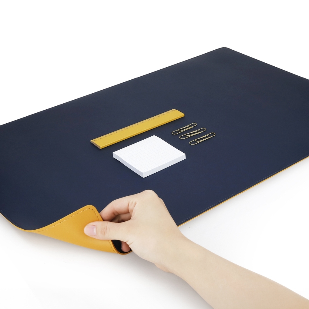 Weitere Ansicht: SAX Schreibtischunterlage PU Leder, blau/gelb