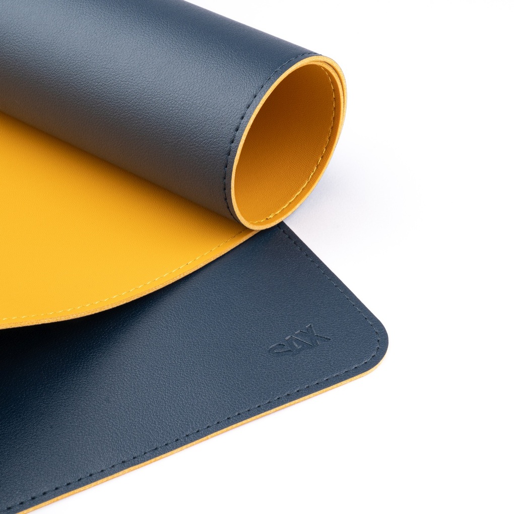 Weitere Ansicht: SAX Schreibtischunterlage PU Leder, blau/gelb