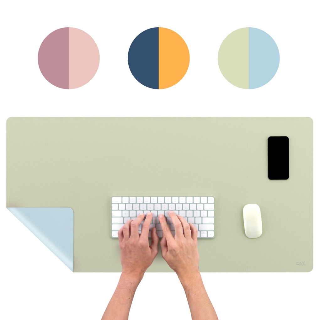 Weitere Ansicht: SAX Schreibtischunterlage PU Leder, hellblau/hellgrün