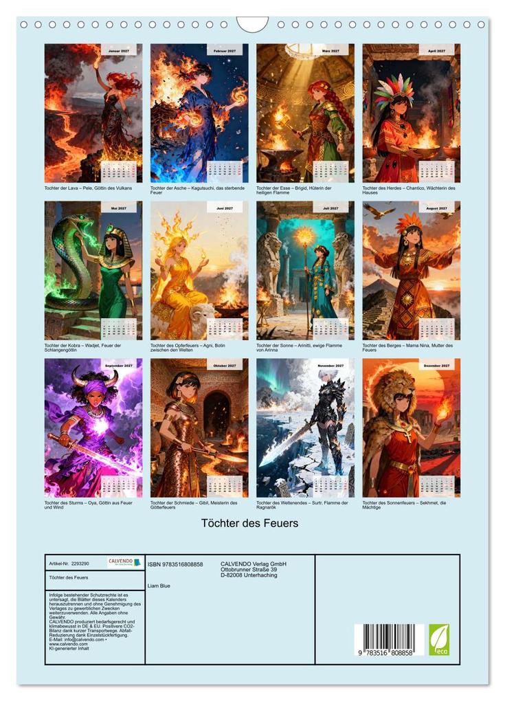 Weitere Ansicht: Töchter des Feuers (Wandkalender 2027 DIN A3 hoch), CALVENDO Monatskalender | Liam Blue, Calvendo