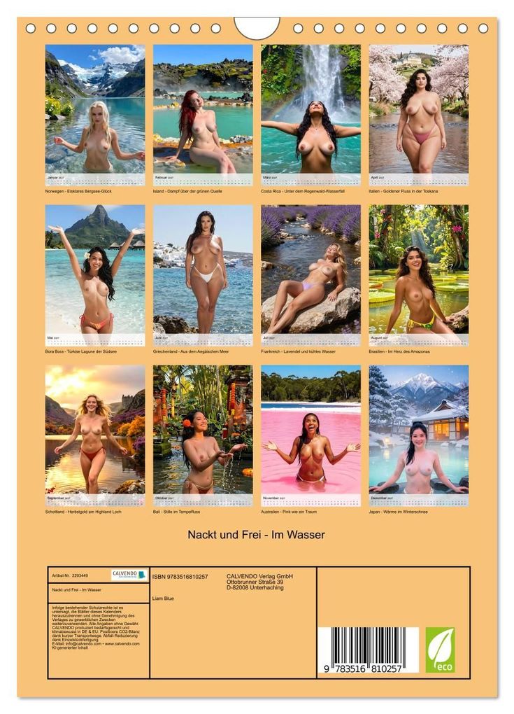 Weitere Ansicht: Nackt und Frei - Im Wasser (Wandkalender 2027 DIN A4 hoch), CALVENDO Monatskalender | Calvendo, Liam Blue