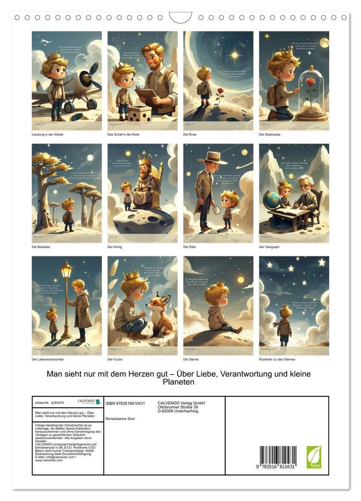 Weitere Ansicht: Man sieht nur mit dem Herzen gut - Über Liebe, Verantwortung und kleine Planeten (Wandkalender 2027 DIN A3 hoch), CALVENDO Monatskalender | Renaissance Soul, Calvendo